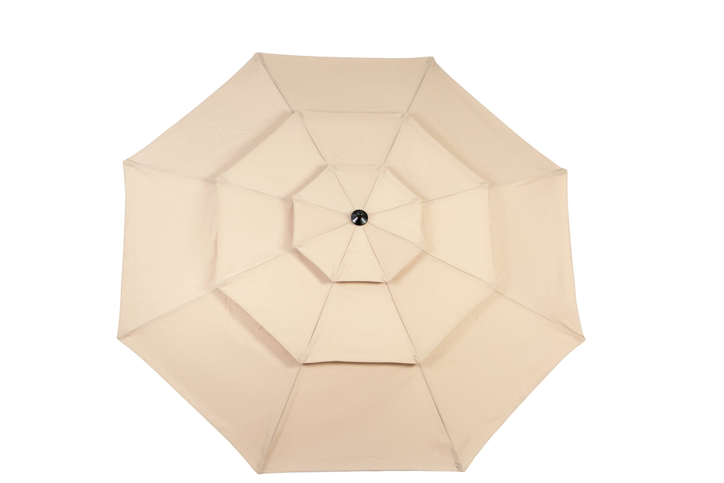 10ft 3-Tier Aluminium Patio Umbrella with Auto-Tilt (No Base)