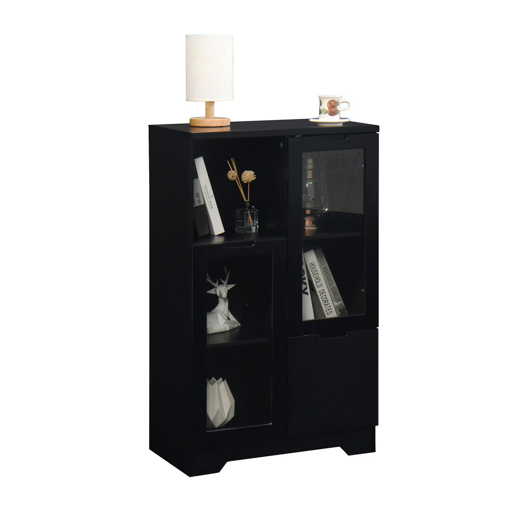 Modern MDF Painted Cabinet with Glass Doors and Drawer