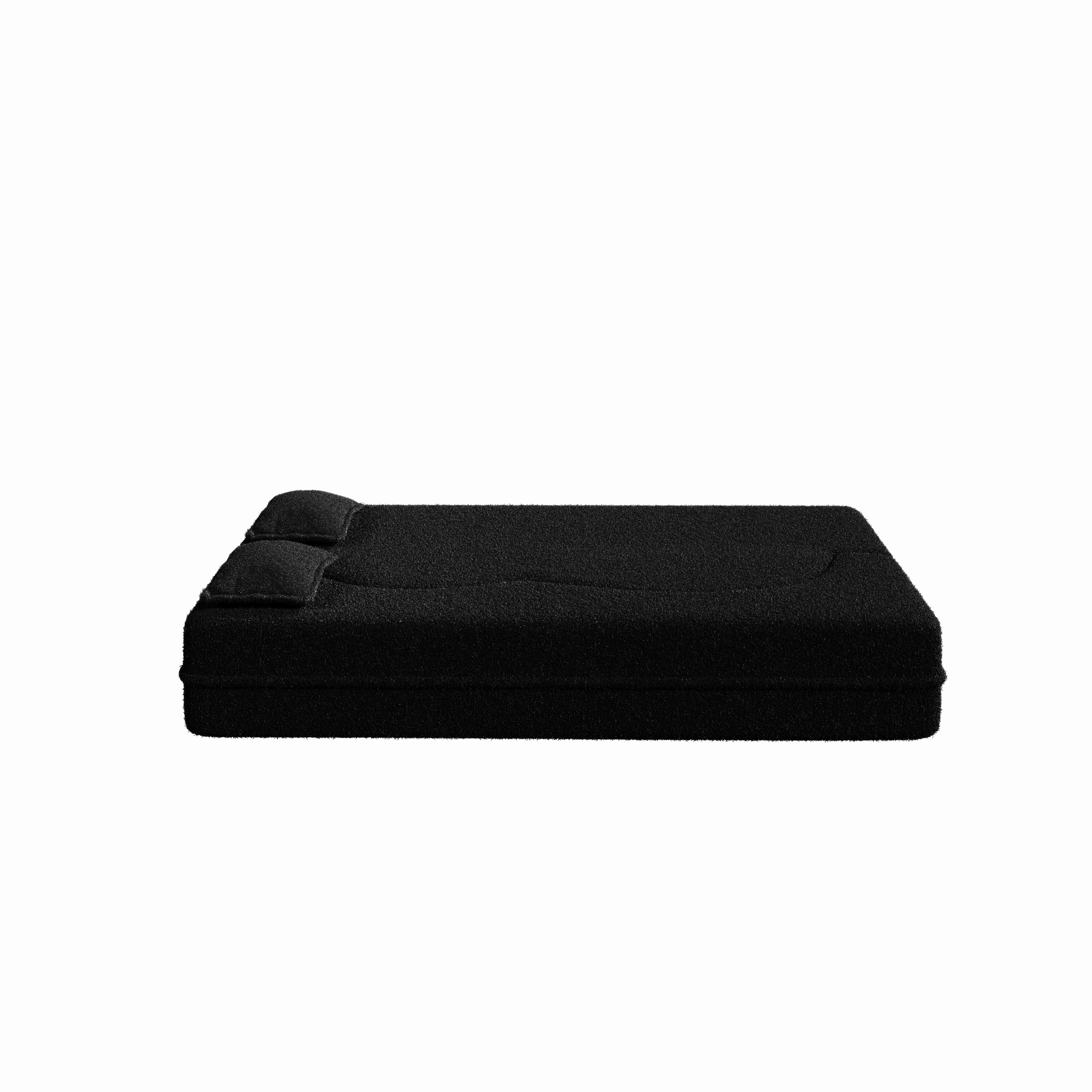 Modern Convertible Teddy Fabric Sofa with 2 Pillows