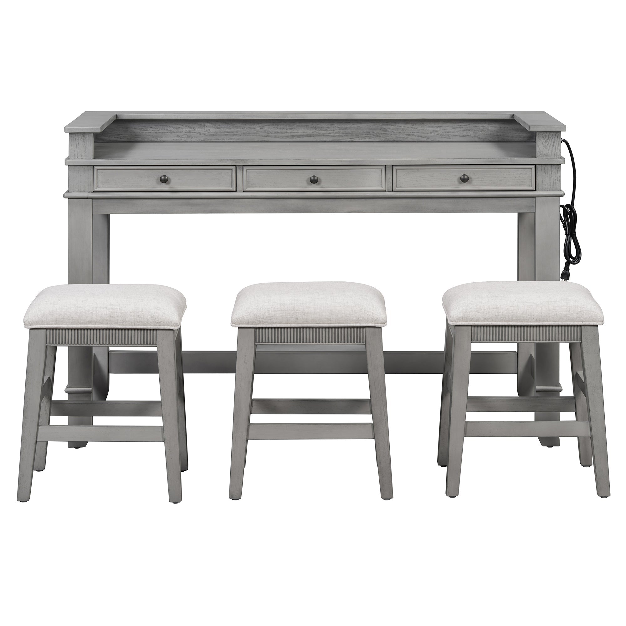Retro Kitchen Table and Chairs Set with 3 Storage Drawers
