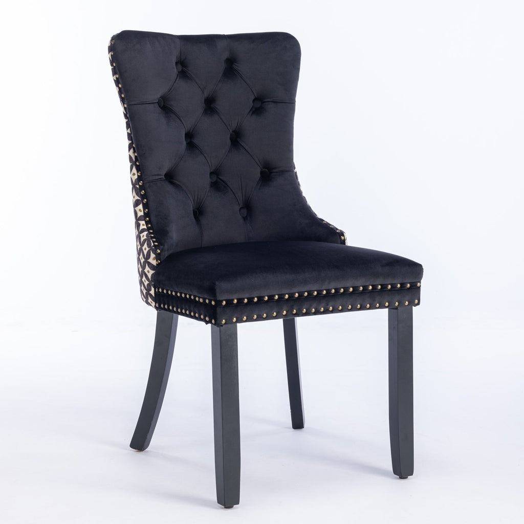 Modern High-end Tufted Solid Wood Velvet Dining Chair(Set of 2)