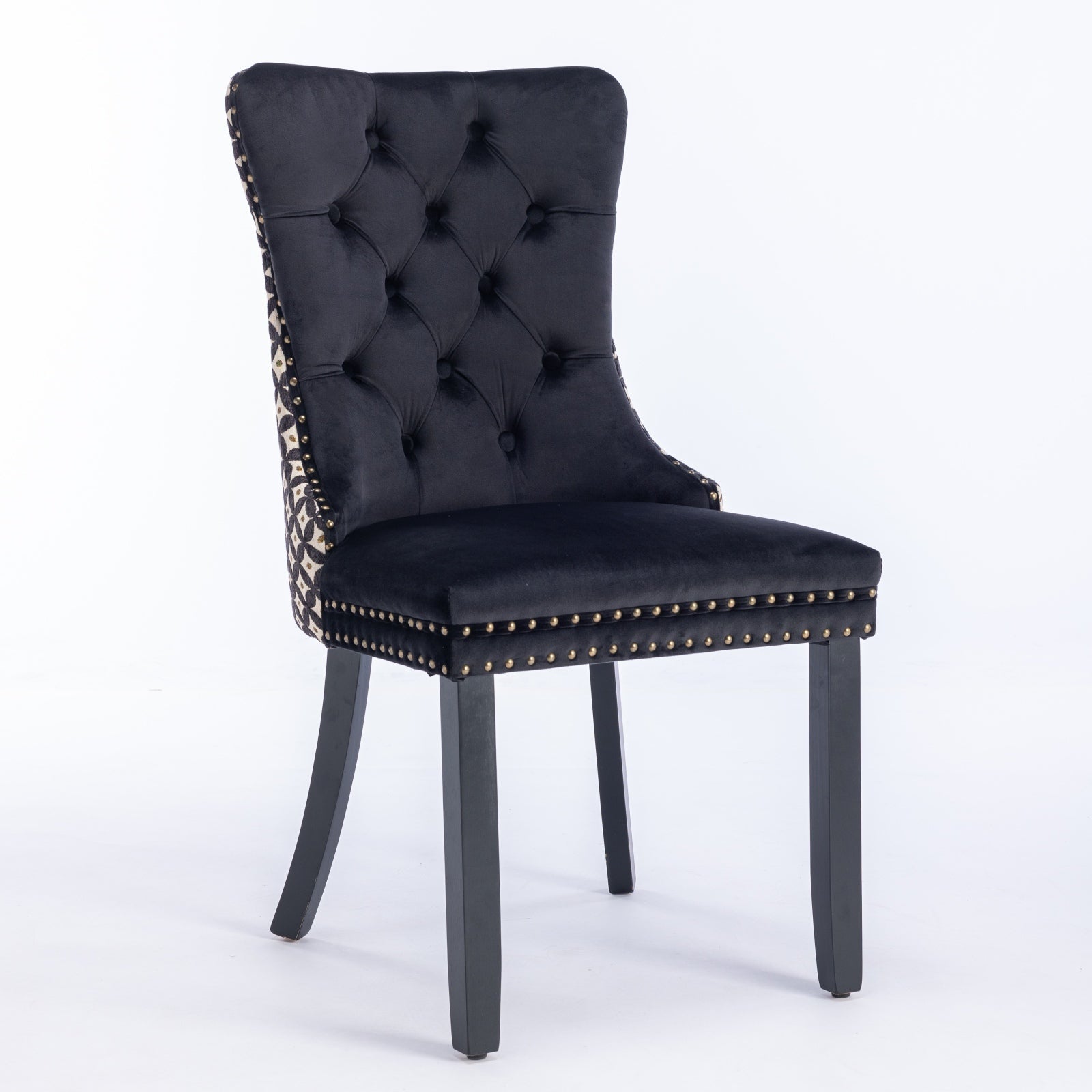 Modern High-end Tufted Solid Wood Velvet Dining Chair(Set of 2)
