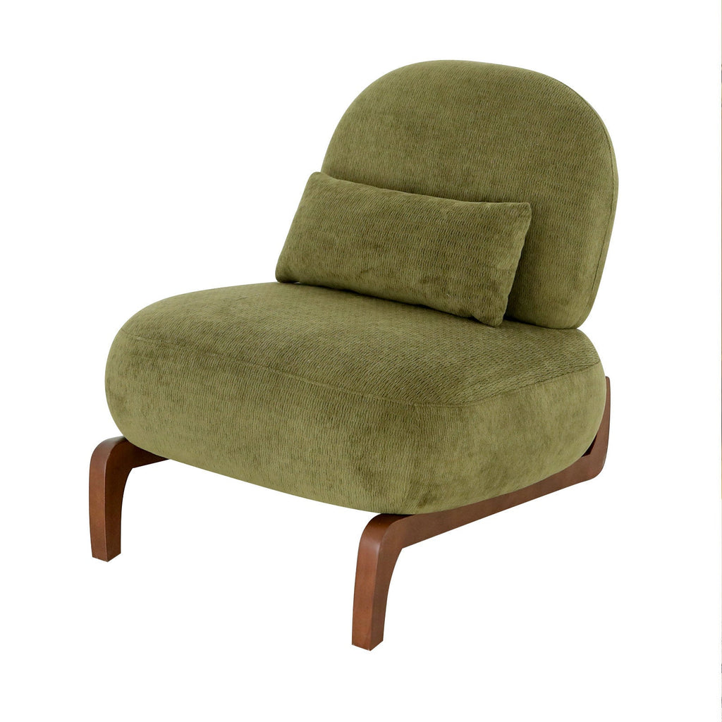 Velvet Accent Chair with Solid Wood Legs