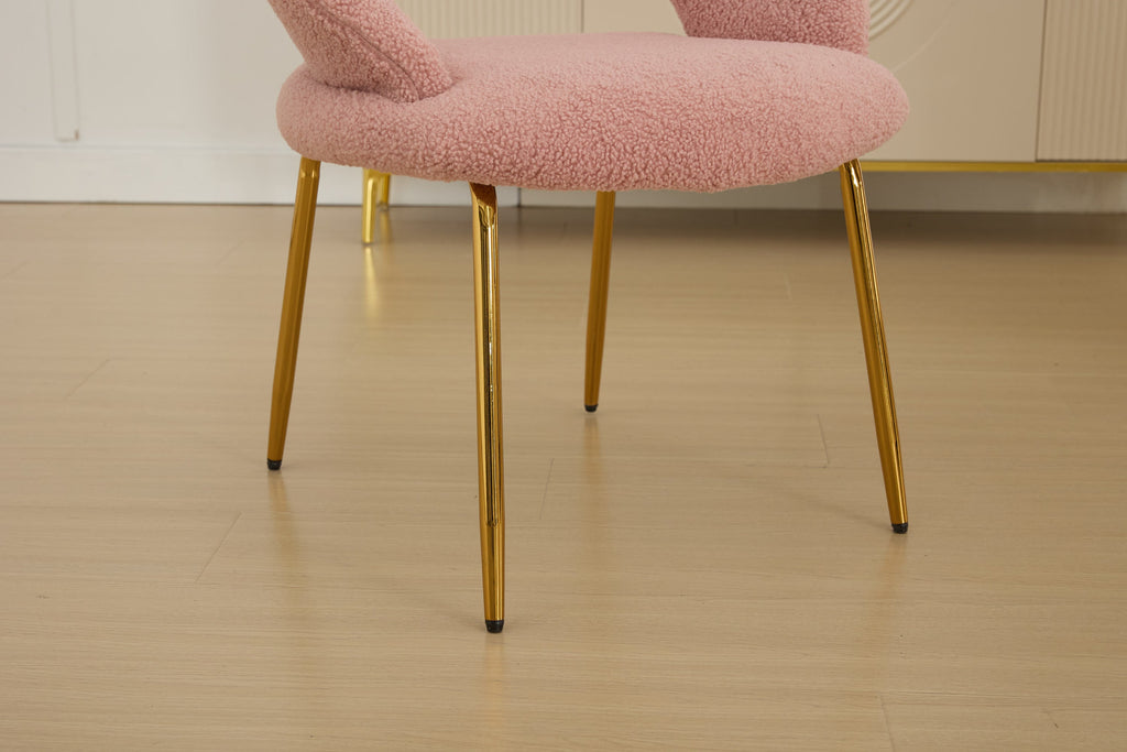 Velvet/Teddy Fabric Dining Chairs with Curved Backrest