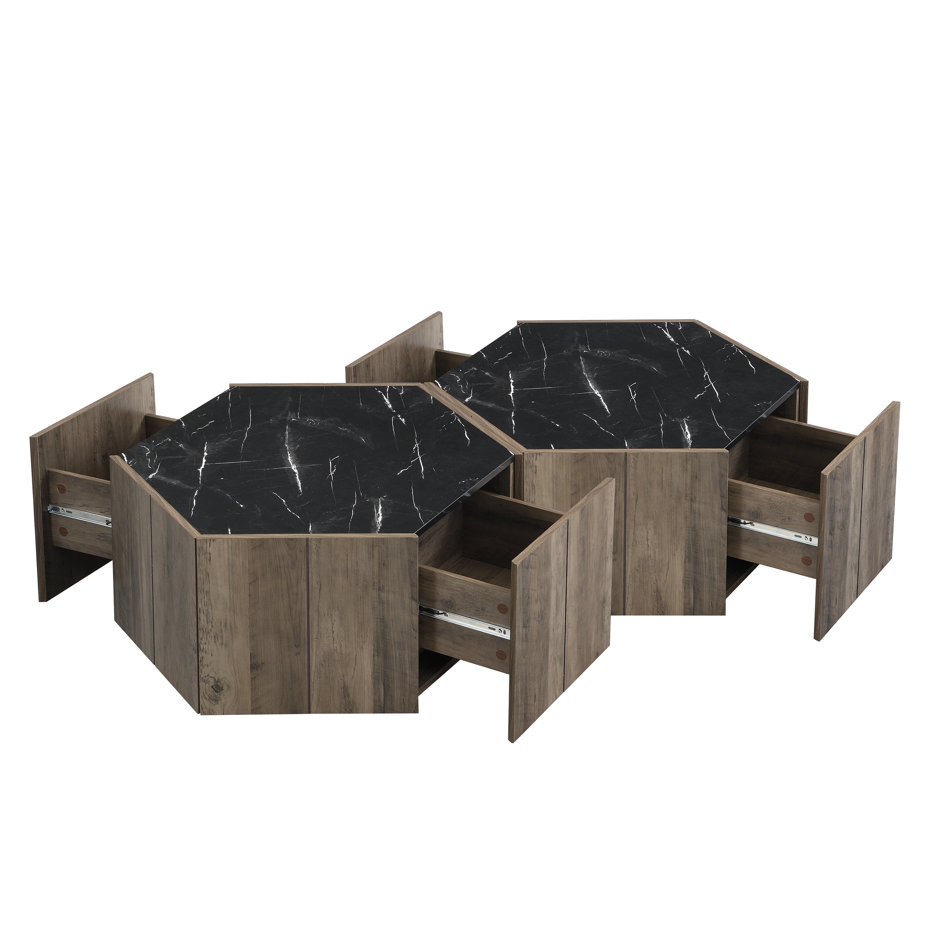 Hexagonal Rustic Retro Wood Coffee Table