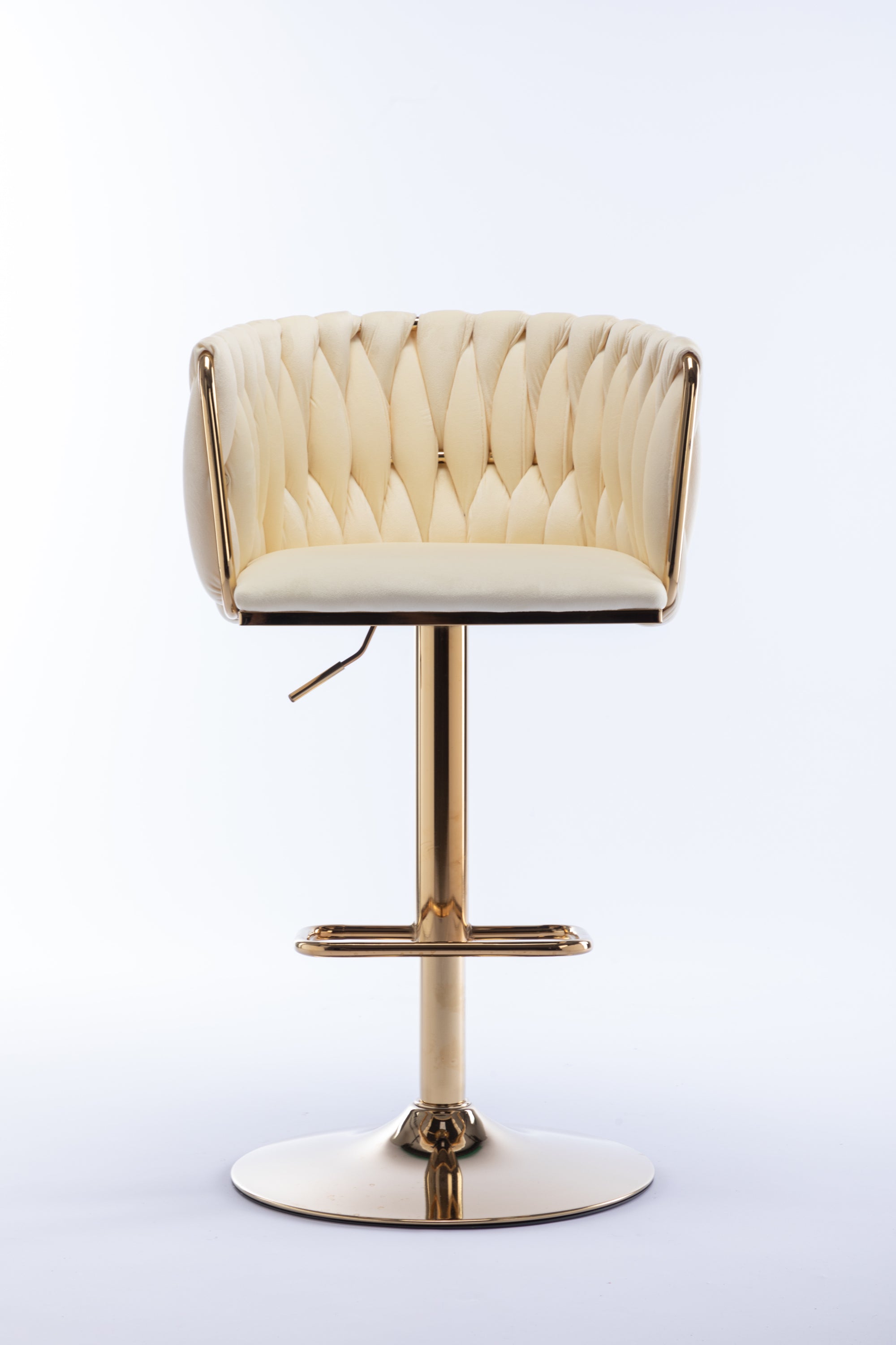 Swivel Height Adjustable Mechanical Lifting Velvet Bar Stools (Set of 2)