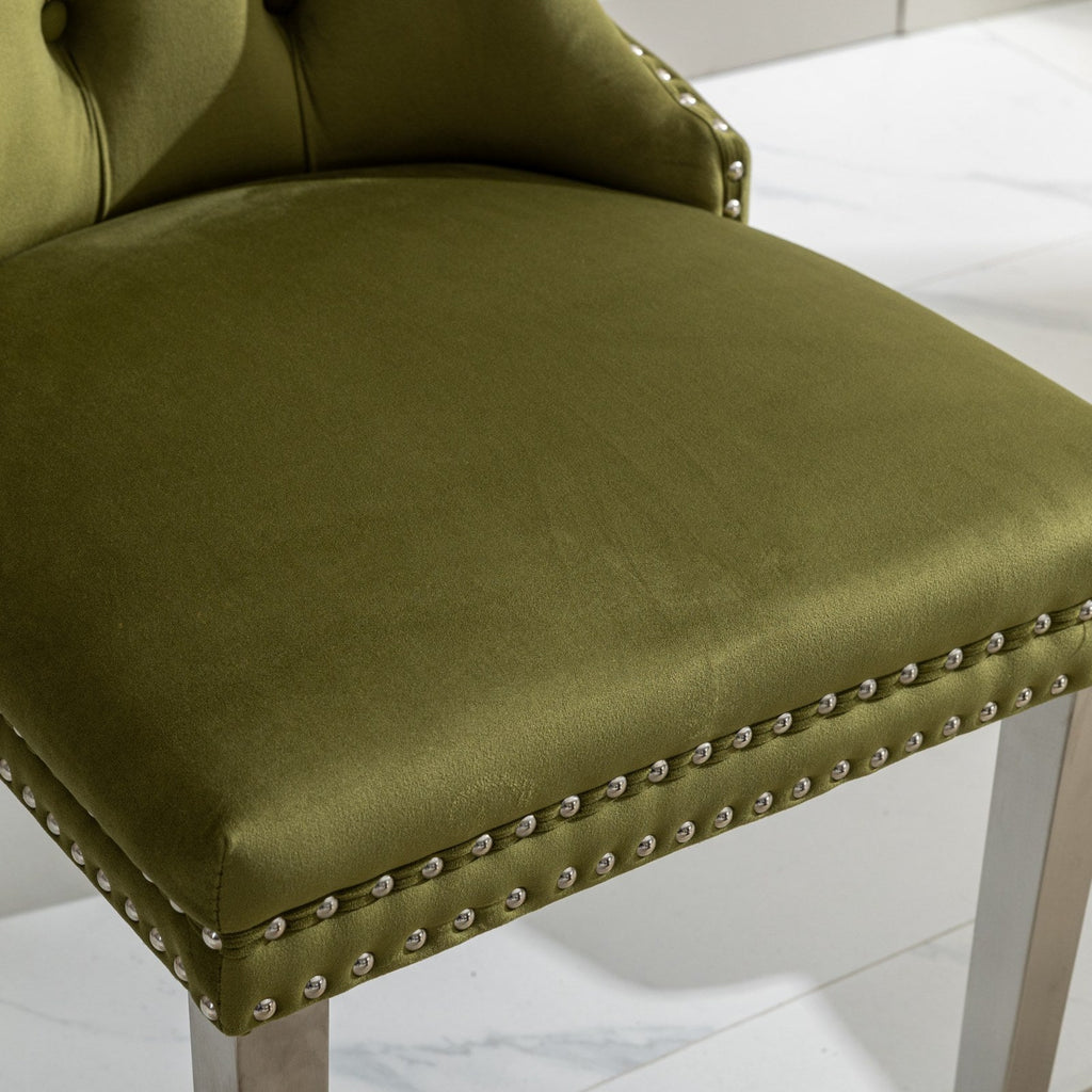 Modern High-end Tufted Solid Wood Velvet Dining Chairs (Set of 2)