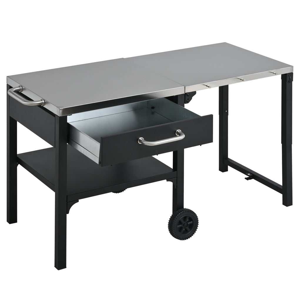 Foldable BBQ cart with storage, portable for backyard & patio cooking