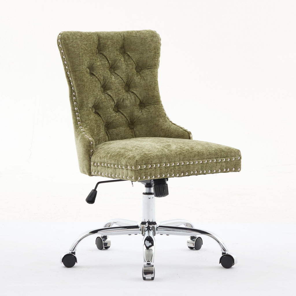 Modern Chenille Upholstered Tufted Button Home Office Chair