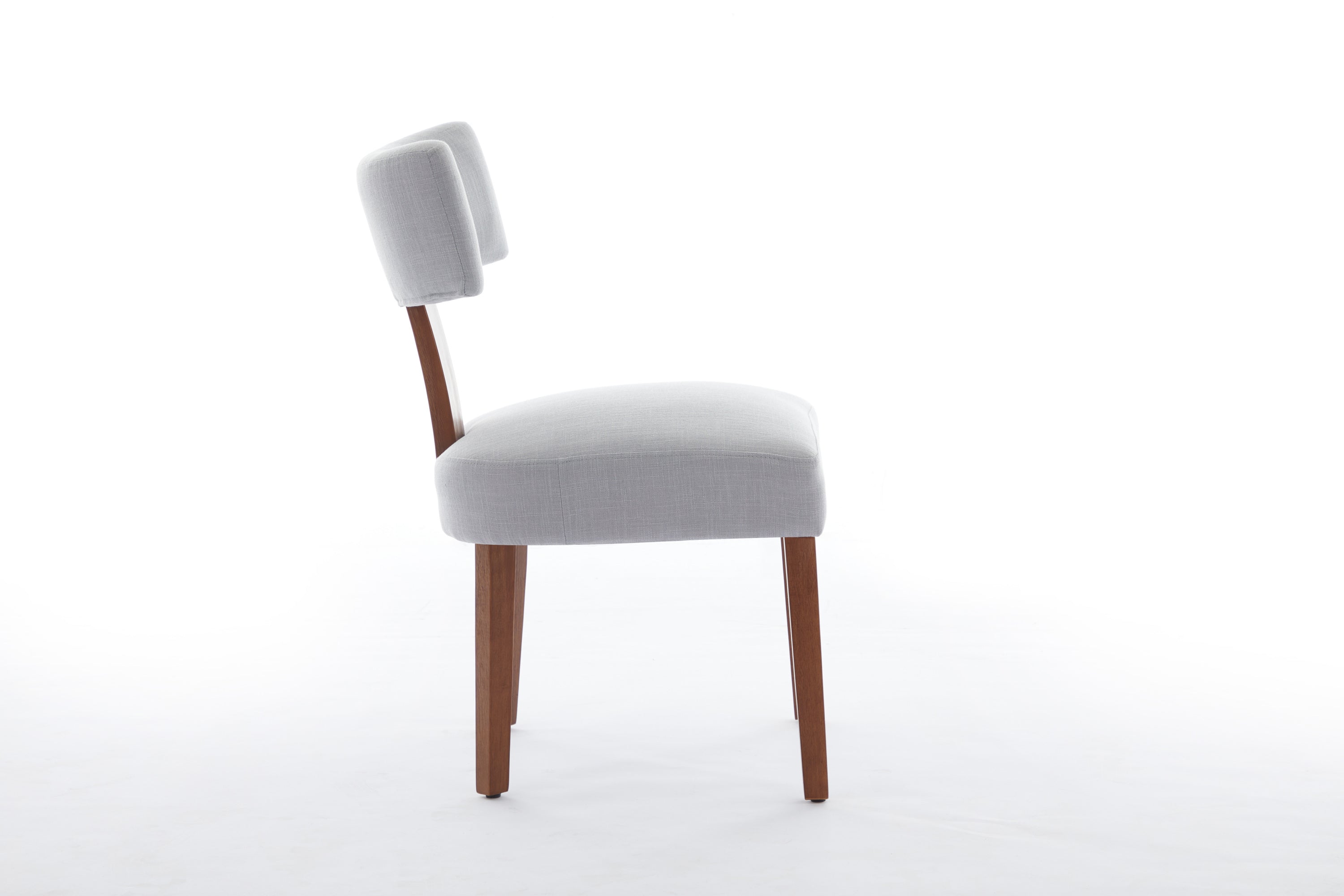 2Pcs  Modern Armless Dining Chairs With Curved Wingback and Solid Wooden Legs