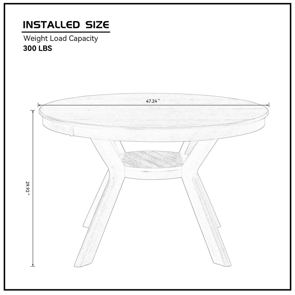 47.24''Round Rubber Wood Dining Table (1 Table)