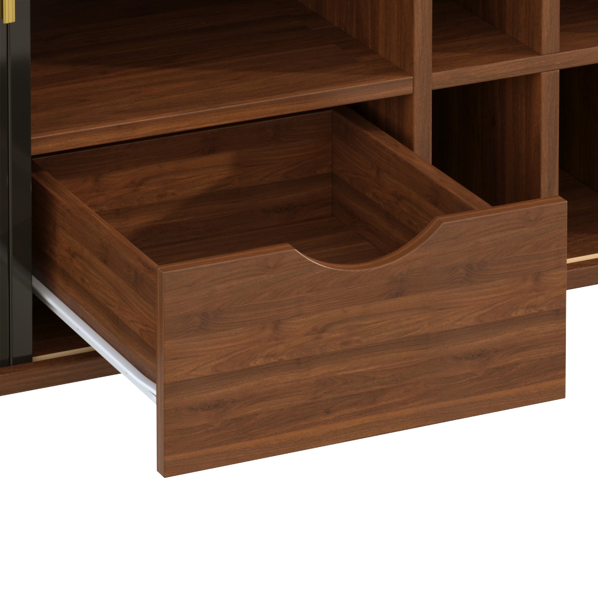 39" Fluted Liquor and Coffee Bar Cabinet with Wine Racks Glass Holders Storage