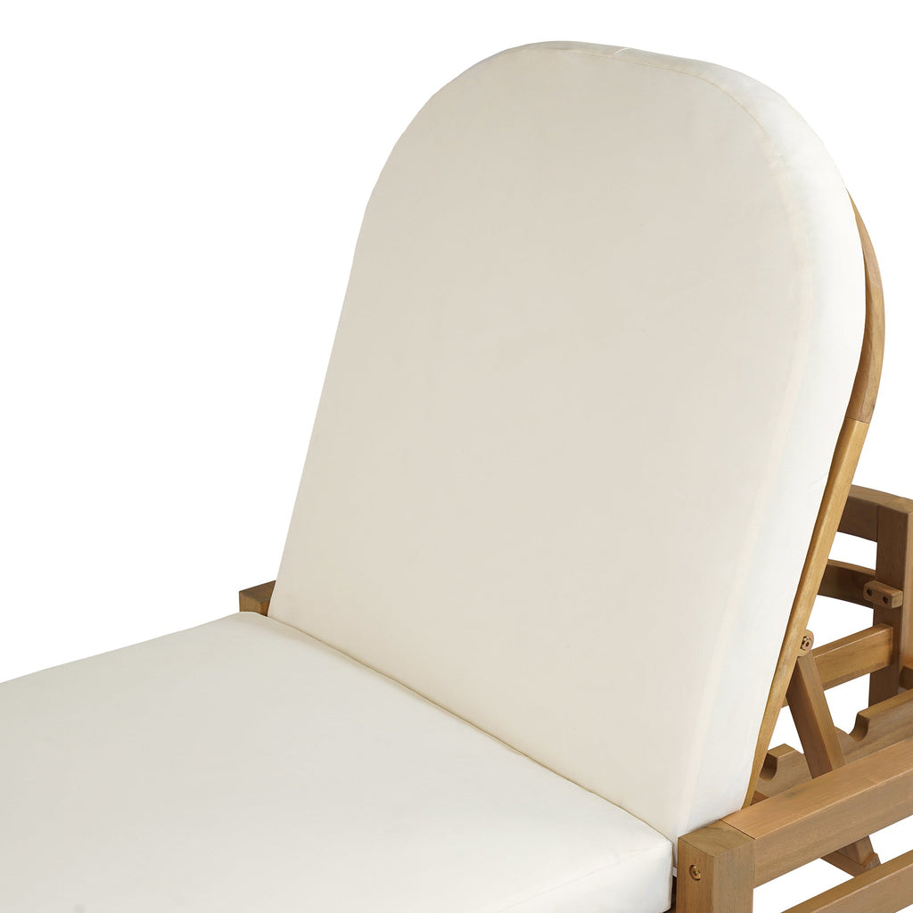Acacia Wood Chaise Lounge Chairs 5-Position Adjustable Backrest for Patio Poolside