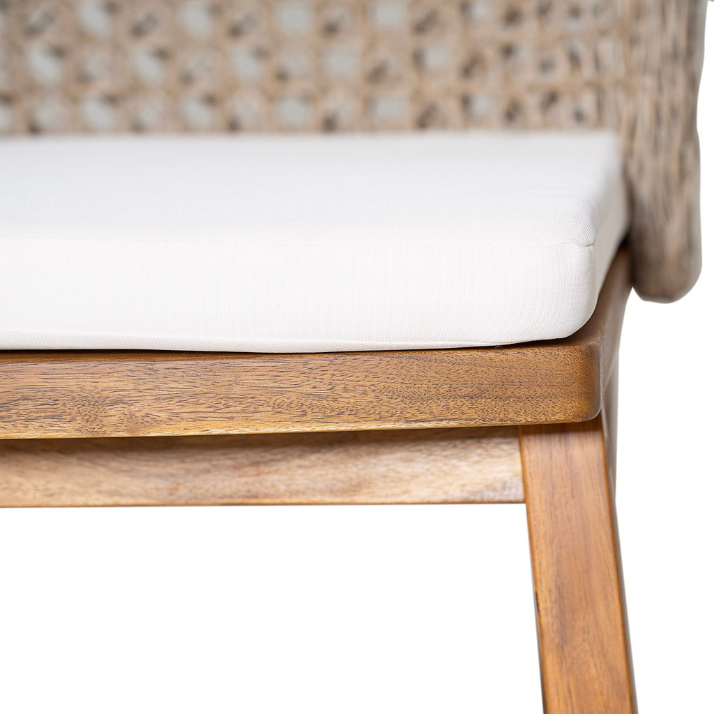 Outdoor Acacia Wood Dining Chairs with Beige Cushion (Set of 2)