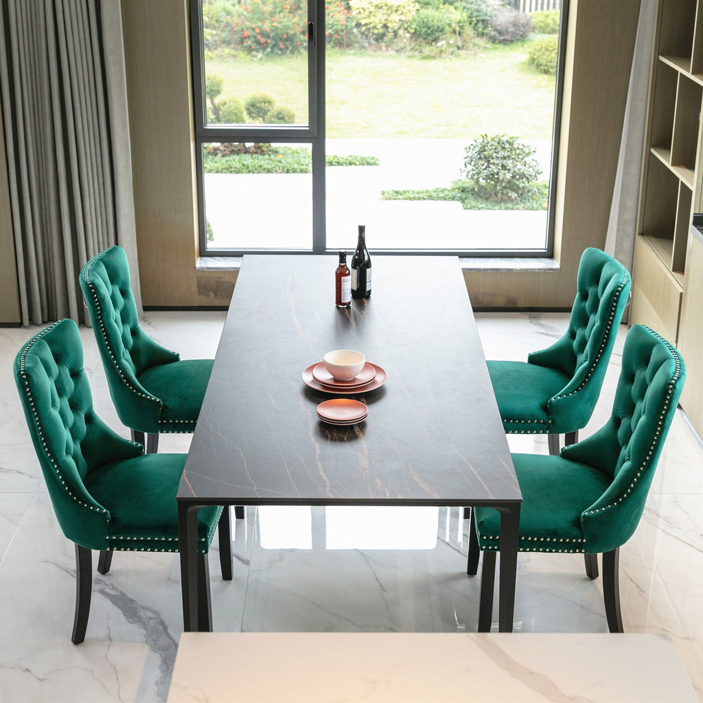 Modern High-end Tufted Solid Wood Velvet Dining Chair(Set of 2)