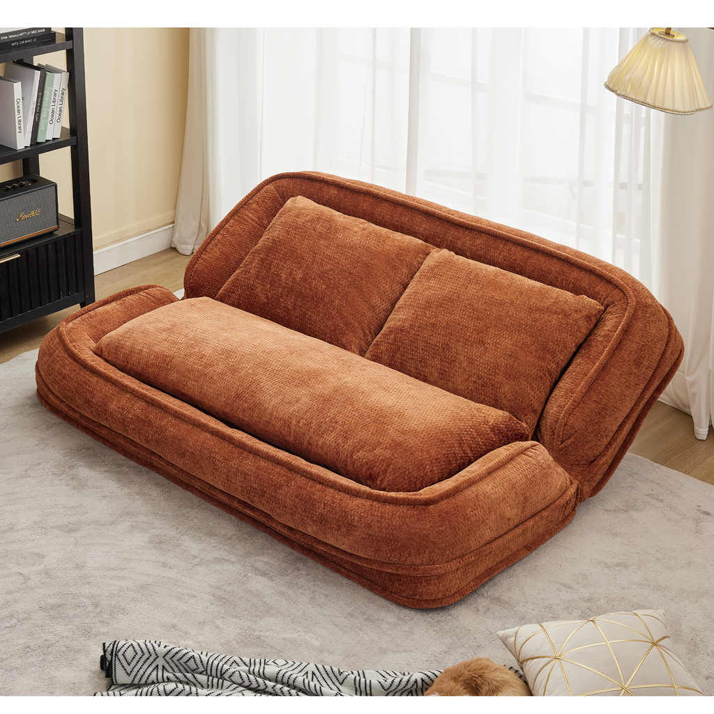 2-in-1 Extra Large Chenille Floor Couch Loveseat for Humans & Dogs