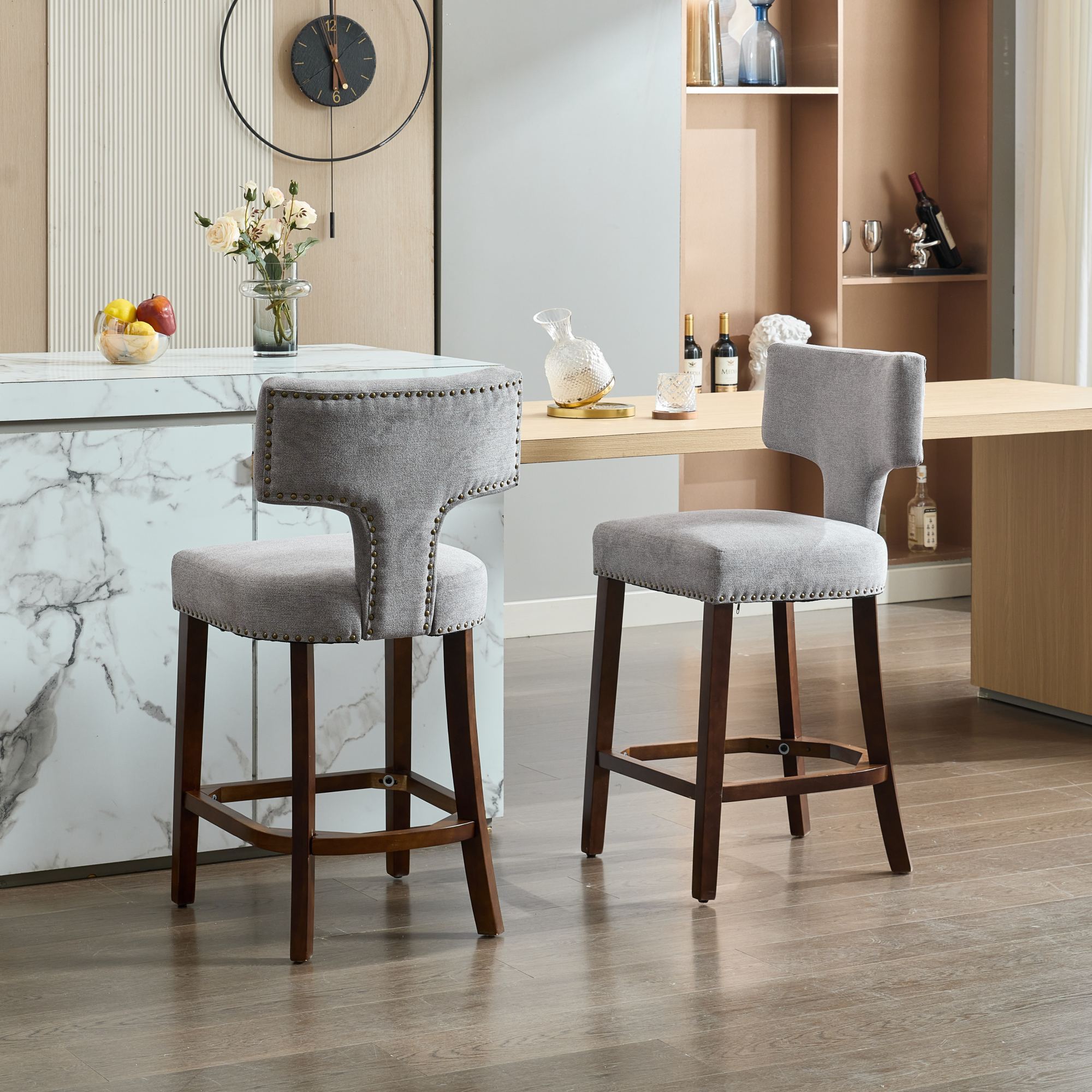 Mid Century Modern Counter Height Bar Stools (Set of 2)