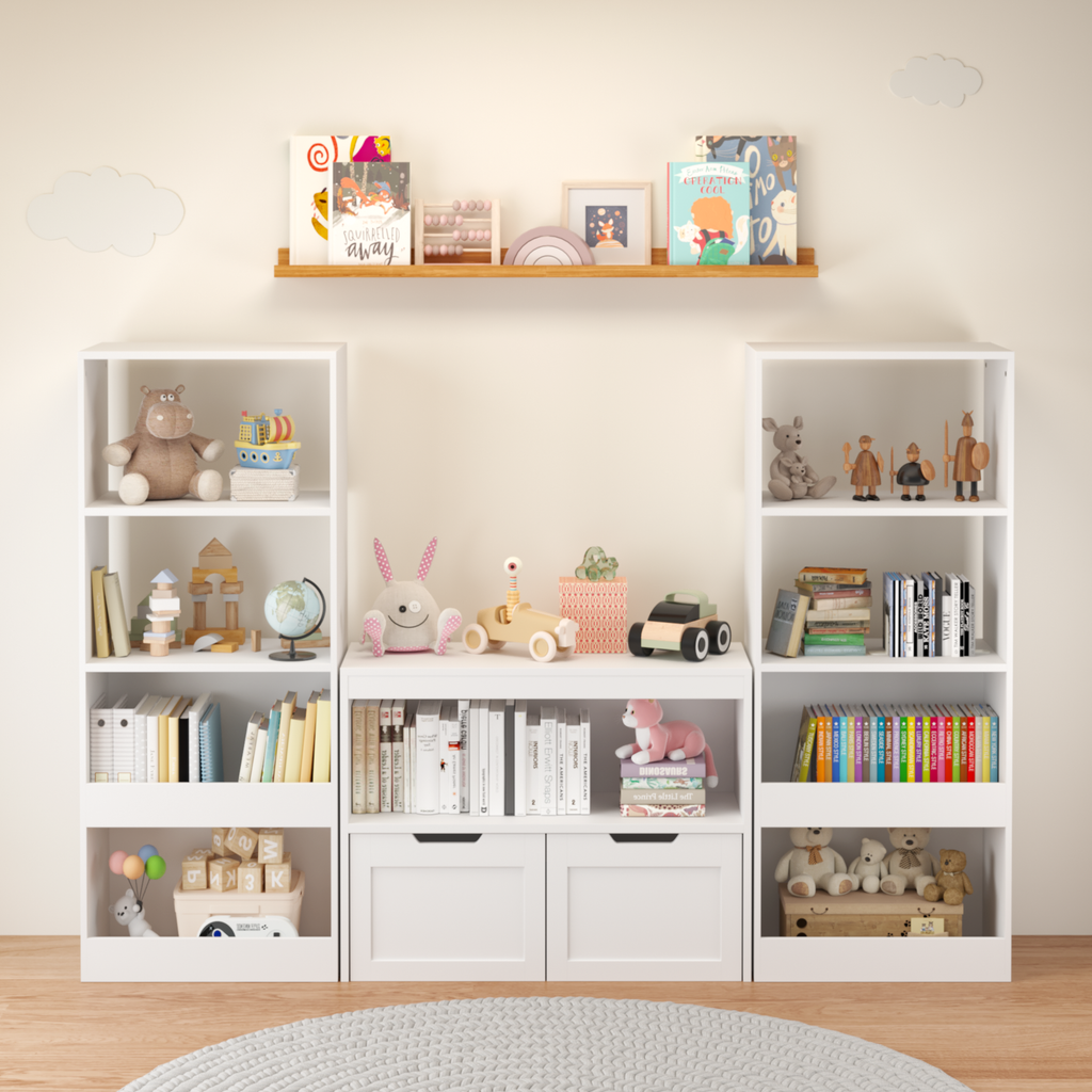 Toy Storage Cabinet  with Large Drawers and Open Shelves