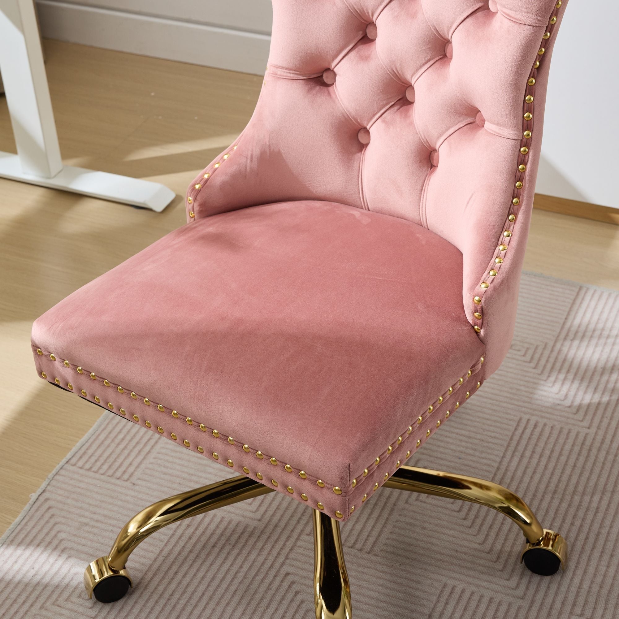 Modern Velvet Upholstered Tufted Button Home Office Chair