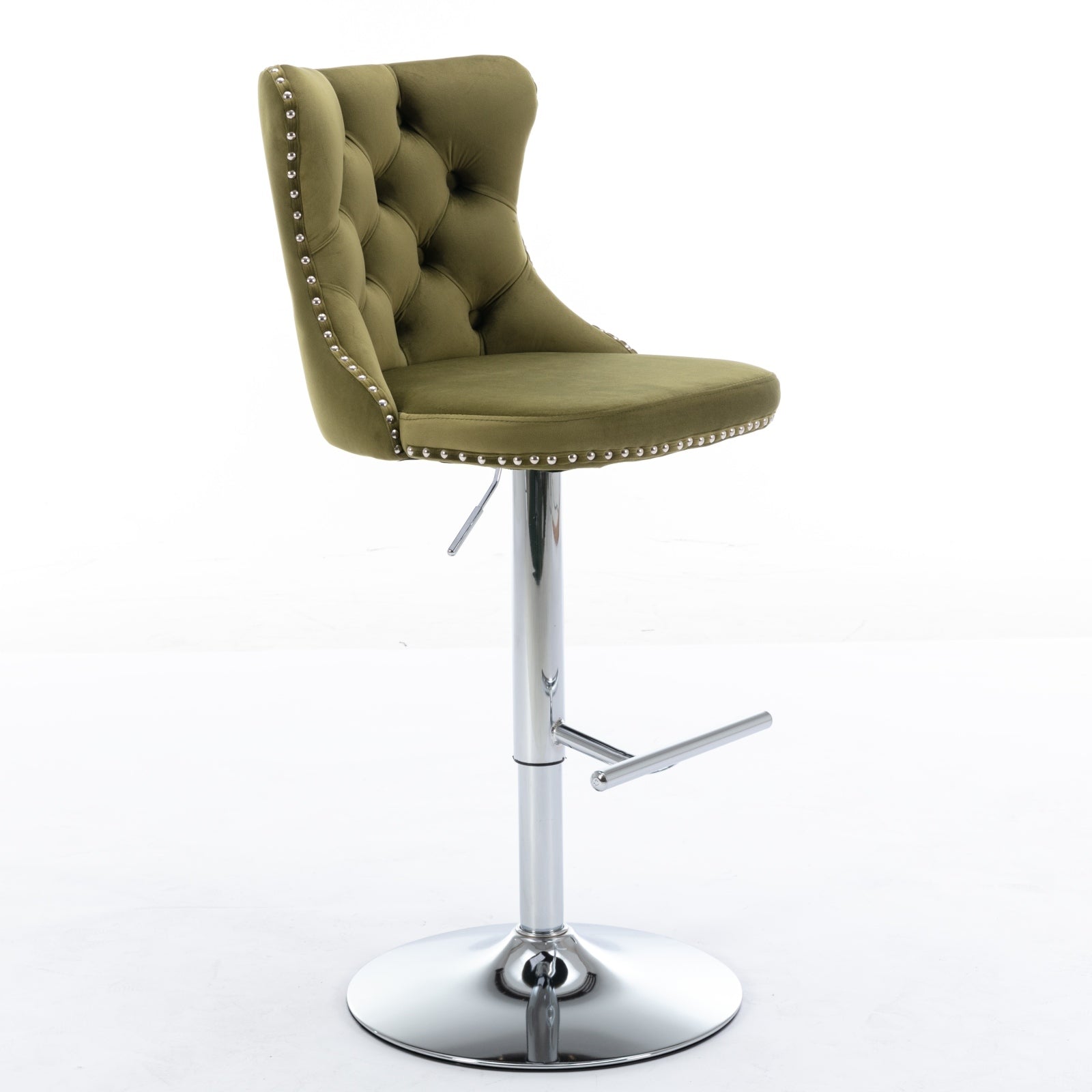 25-33 Inch Modern Velvet Swivel Barstools (Set of 2)
