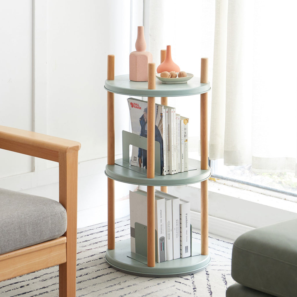 Multifunctional 360° Rotating Bookshelf with 3-Tier