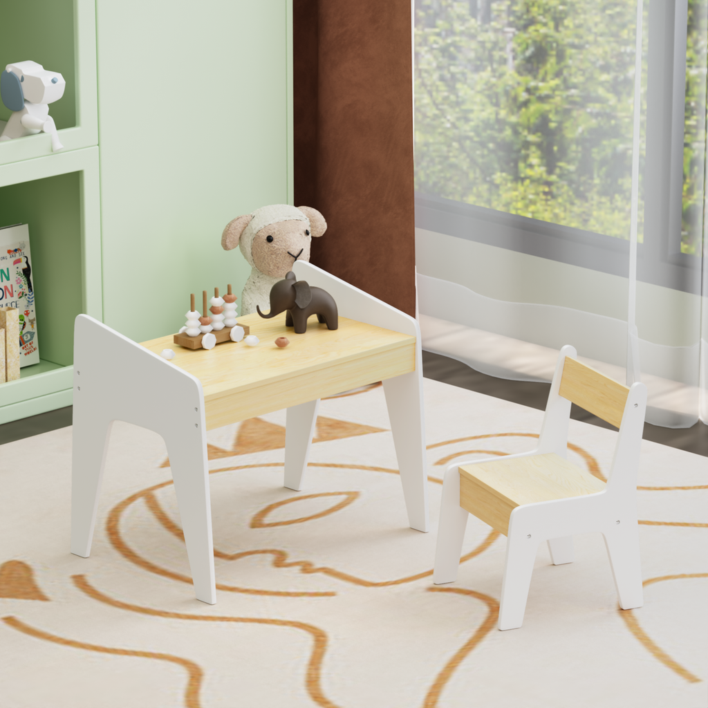 Kids Wooden Table Set with One Chair