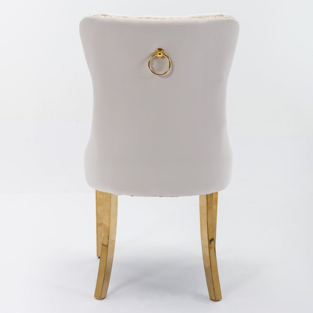 Modern High-end Tufted Solid Wood Velvet Dining Chairs (Set of 2)