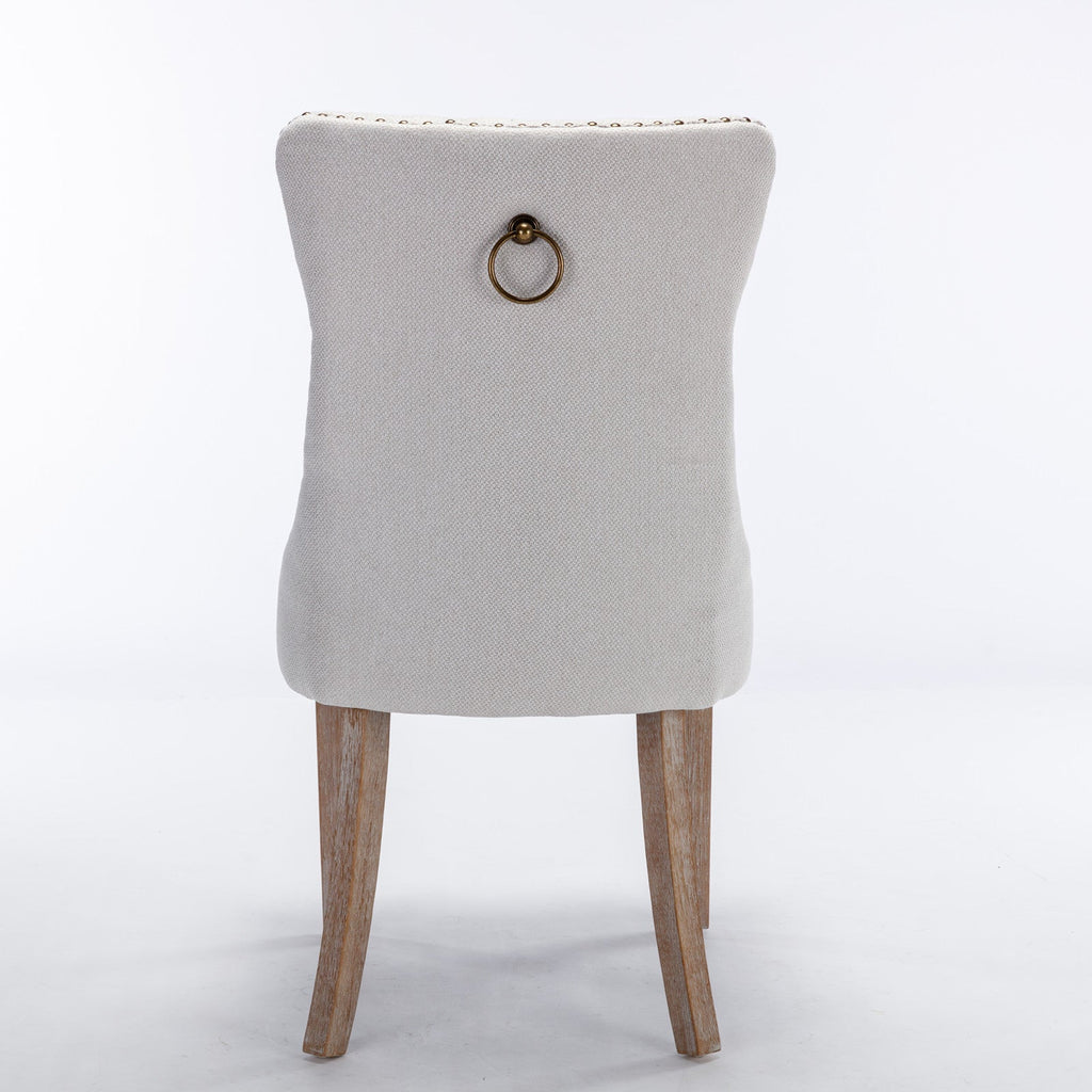 Linen Contemporary Tufted Flax Upholstered Dining Chairs (Set of 2)