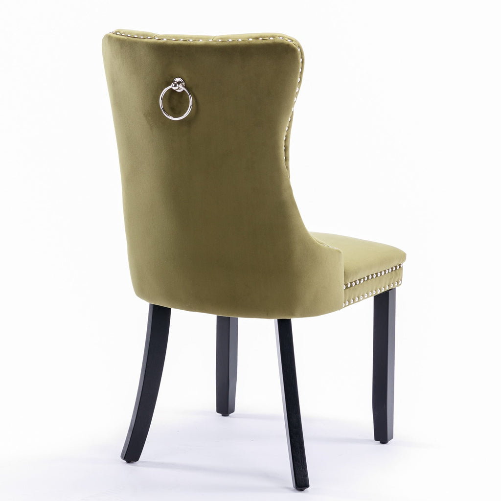 Modern High-end Tufted Solid Wood Velvet Dining Chair(Set of 2)