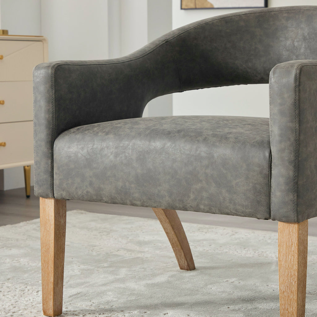 Modern Mid-Century PU Upholstered Open Back Armchair