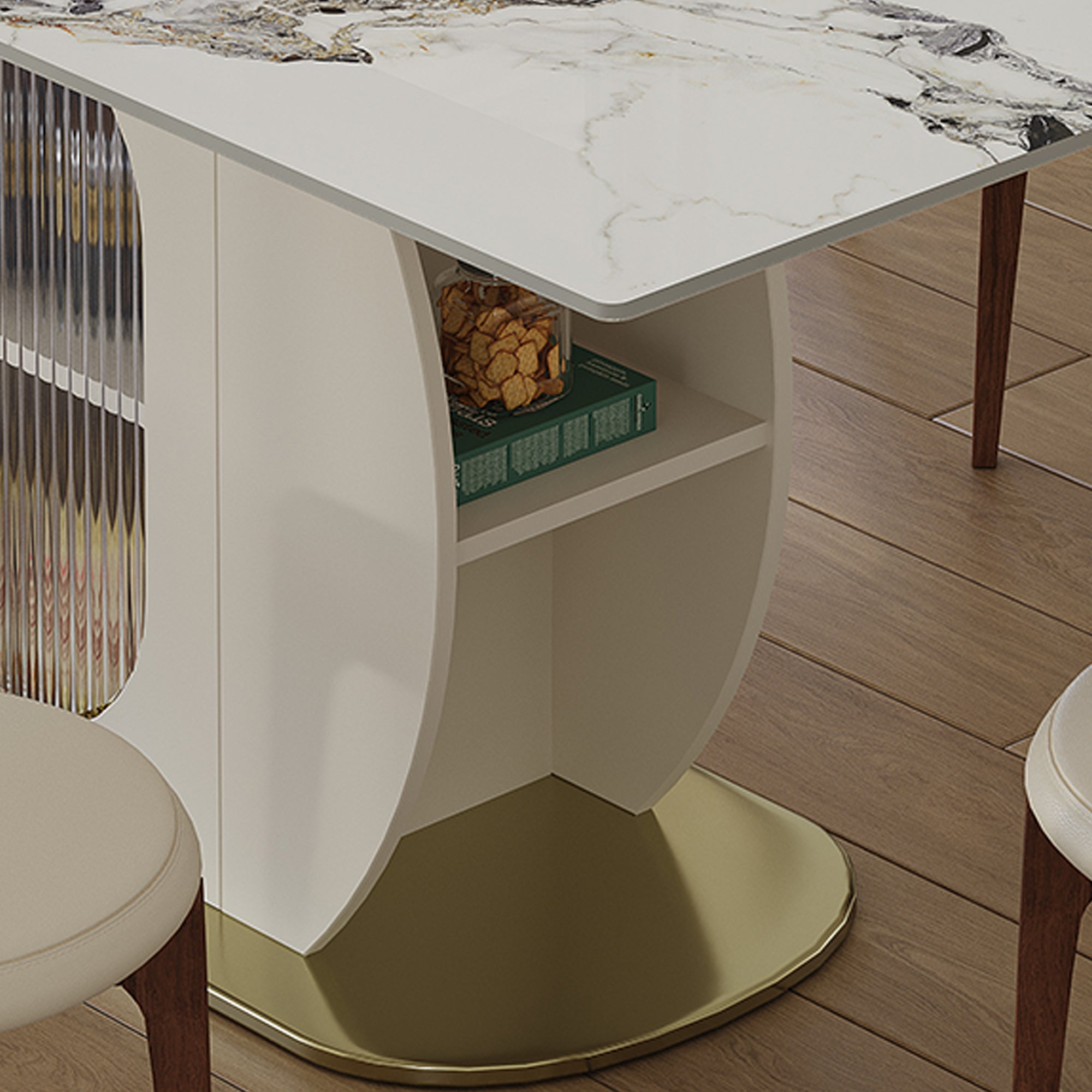 Modern 63' Dining Table Set with Storage