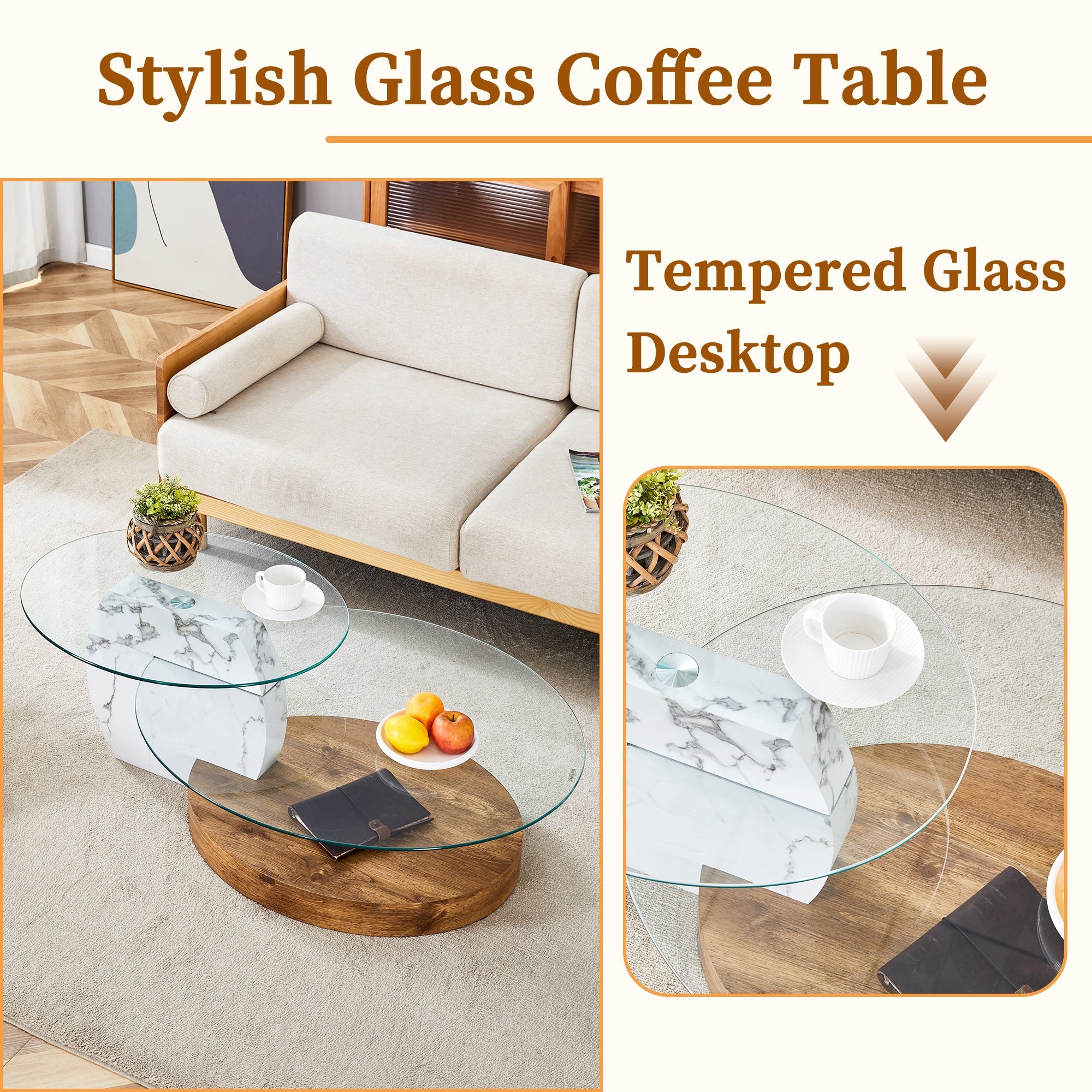 Contemporary Artistic Double Layer Coffee Table