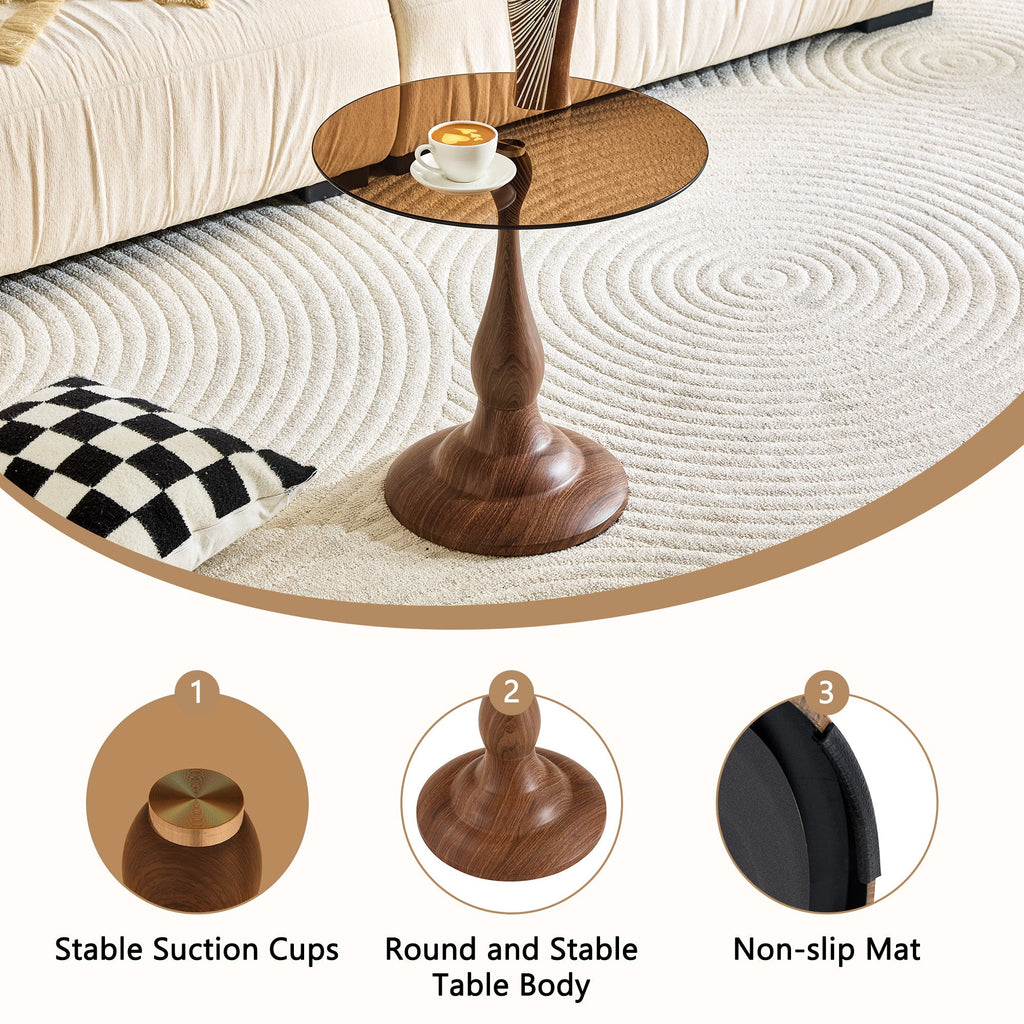 20" Small Luxury Metal Round Side Table with a Glass Top