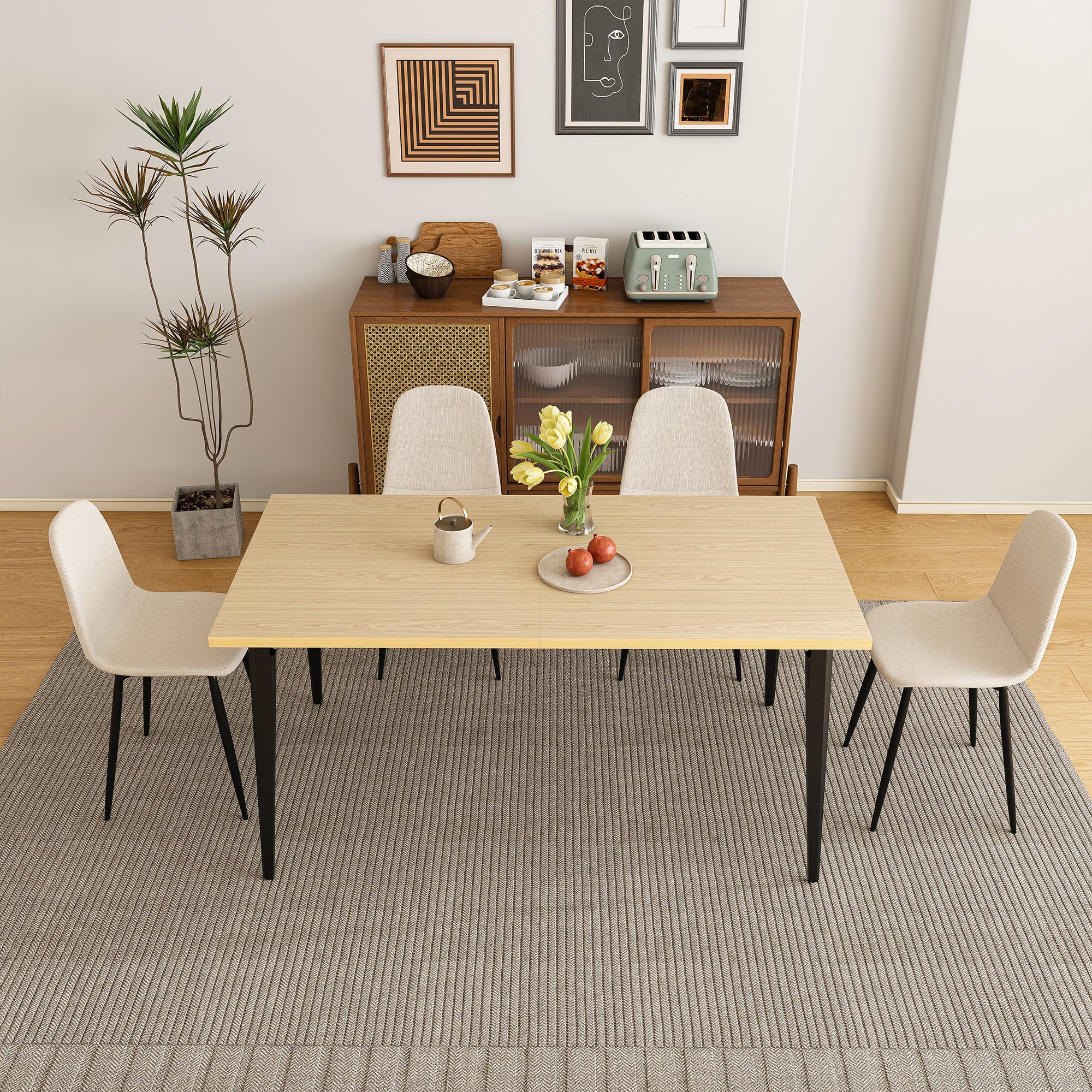 63-inch Farmhouse Industrial Dining Table Set