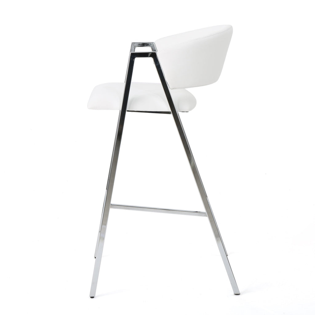 Modern PU Bar Stools with Low Back and Arms (Set of 2)