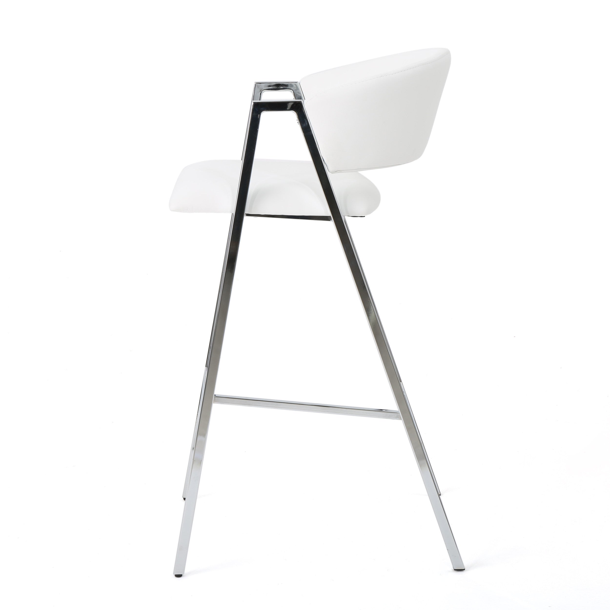 Modern PU Bar Stools with Low Back and Arms (Set of 2)