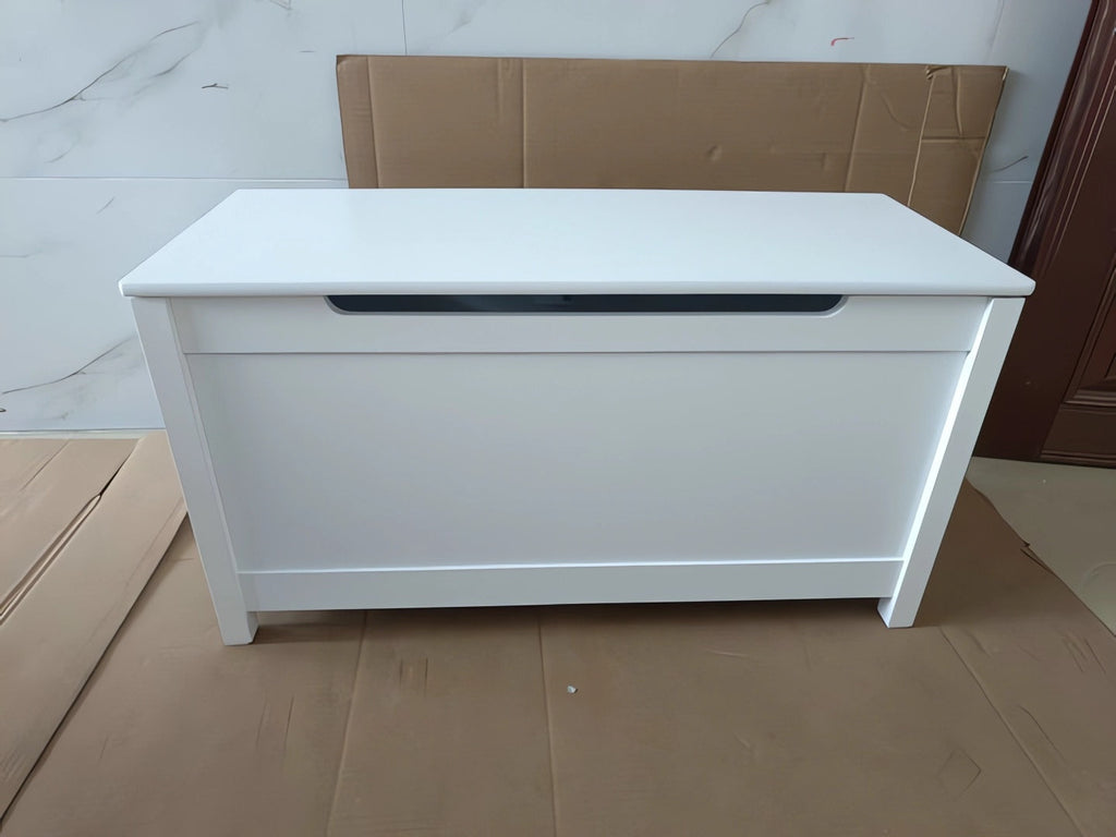 Kids Wooden Toy Box Storage with Safety Hinged Lid for Ages 2+
