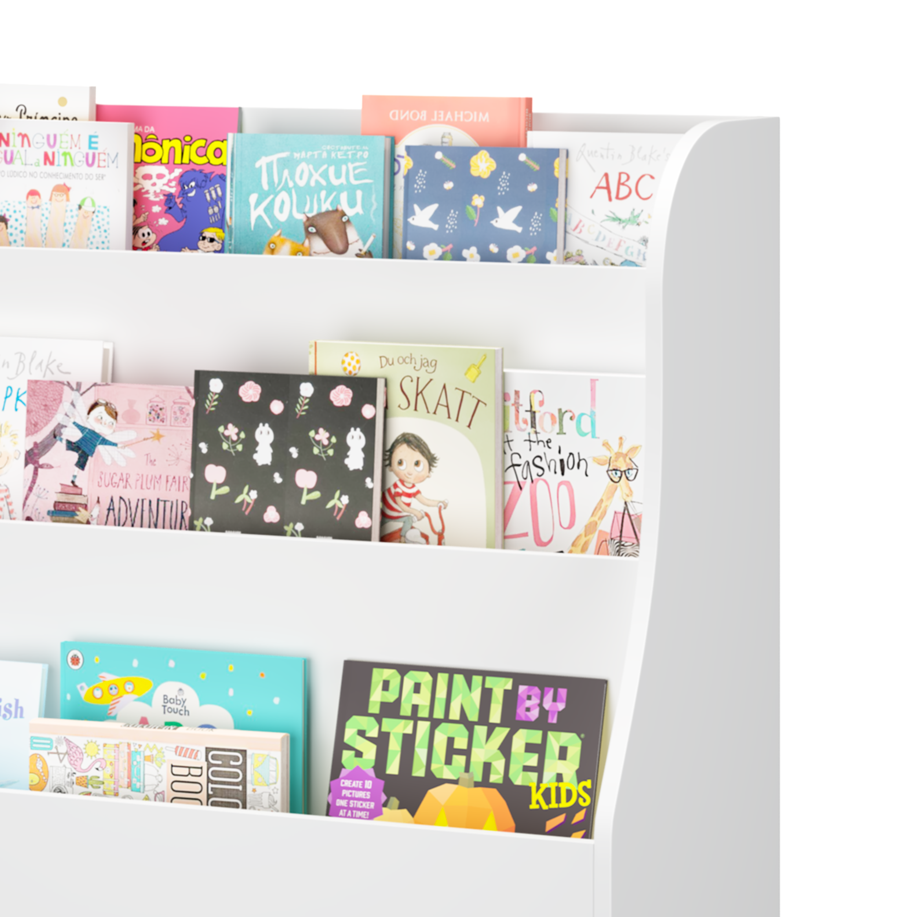 Kids Bookshelf with 3 Fabric Storage Bins