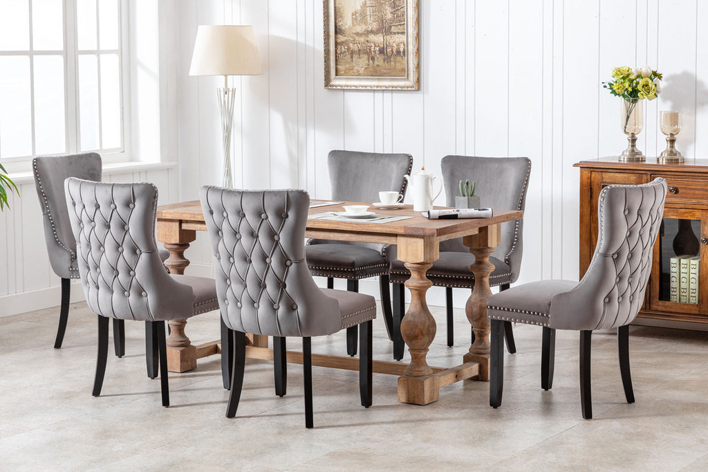 Modern Velvet Upholstered Wing-Back Dining Chairs (Set of 2)