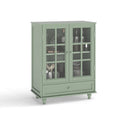 Minimalism Buffet Cabinet with Double Glass Doors and Drawer Mint Green
