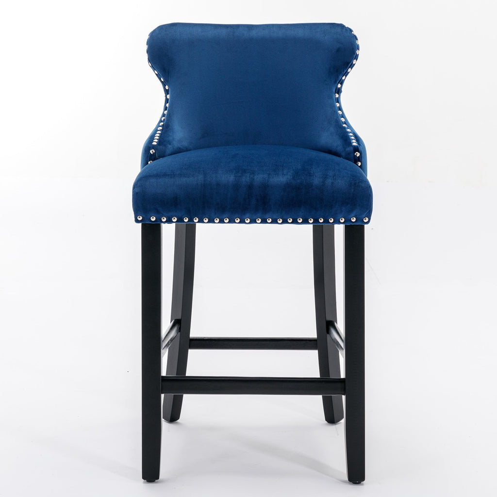 Leisure Style Velvet Upholstered Wing-Back Barstools (Set of 2)