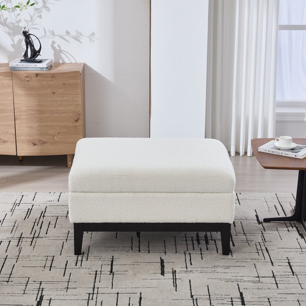 33.86'W Upholstered Wood Base Storage Ottoman
