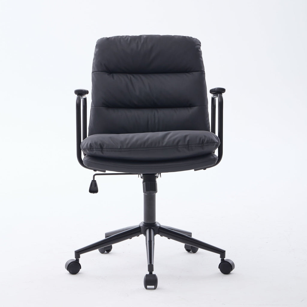 Mid Back Home Office Ergonomic PU Leather Computer Rolling Swivel Chair