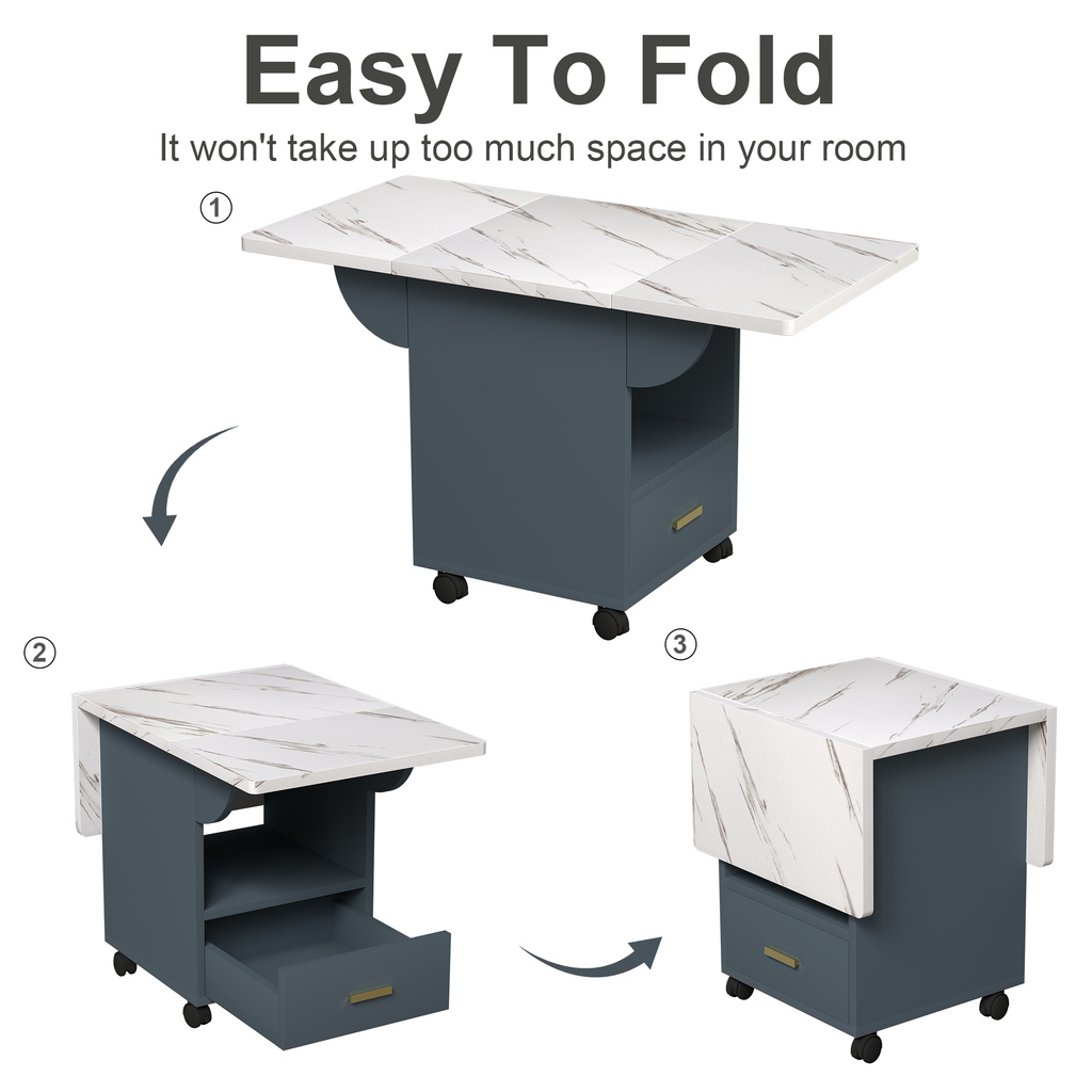 Versatile Wood Folding Dining Table with Wheels