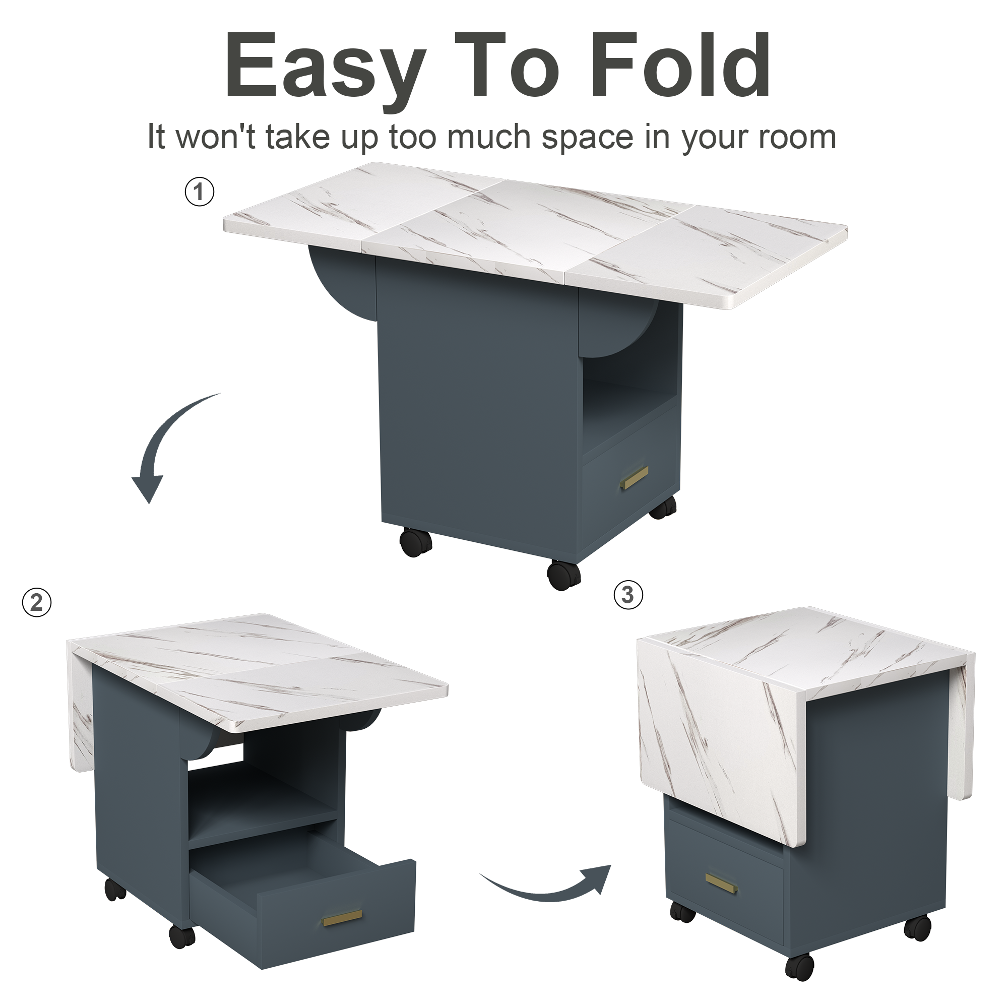 Versatile Wood Folding Dining Table with Wheels
