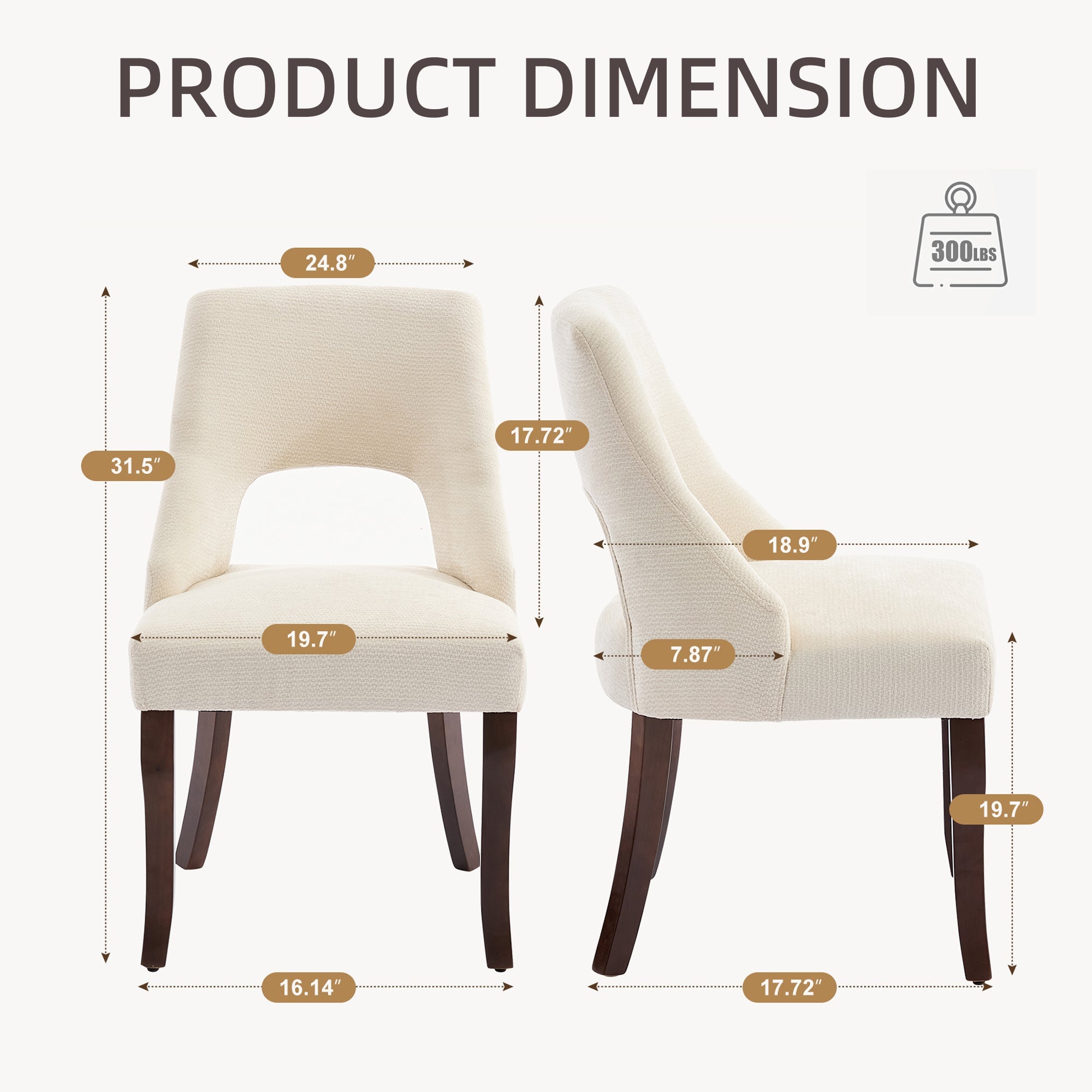 Chenille Elegant Tufted Club Dining Room Chairs (Set of 2)