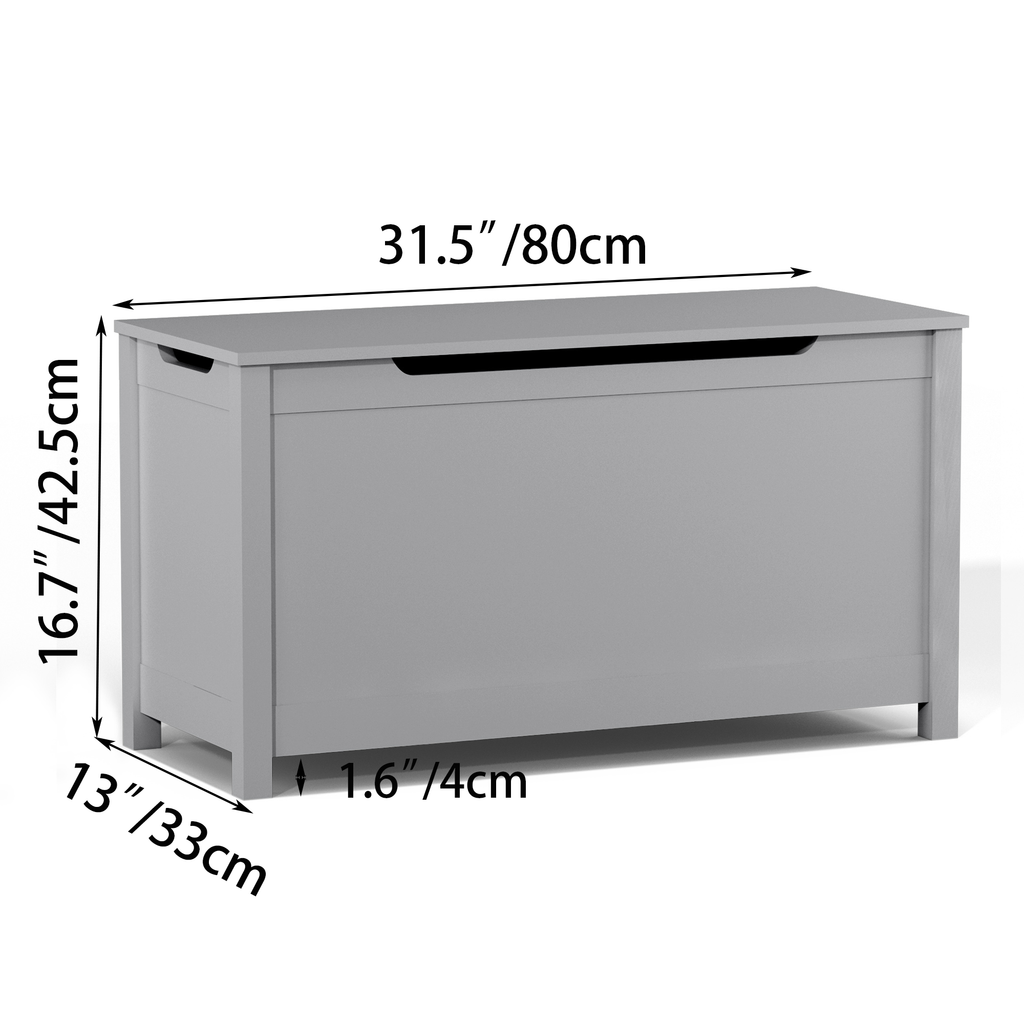 Kids Wooden Toy Box Storage with Safety Hinged Lid for Ages 2+