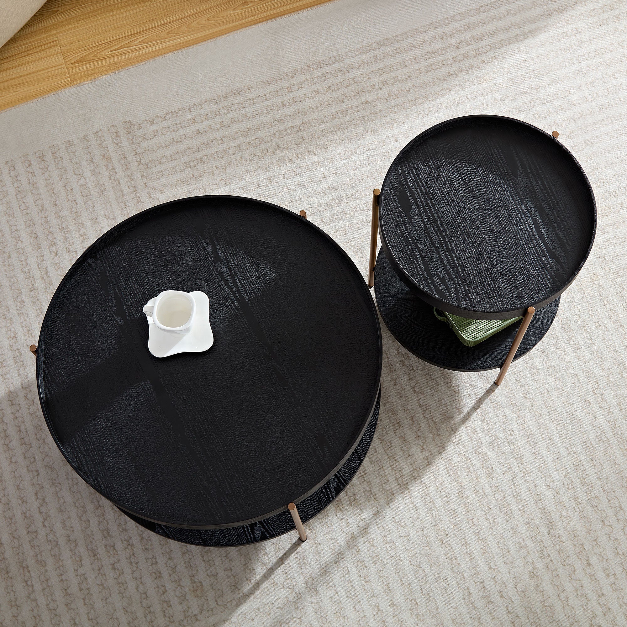 Modern 2 tier Round Coffee Table Set