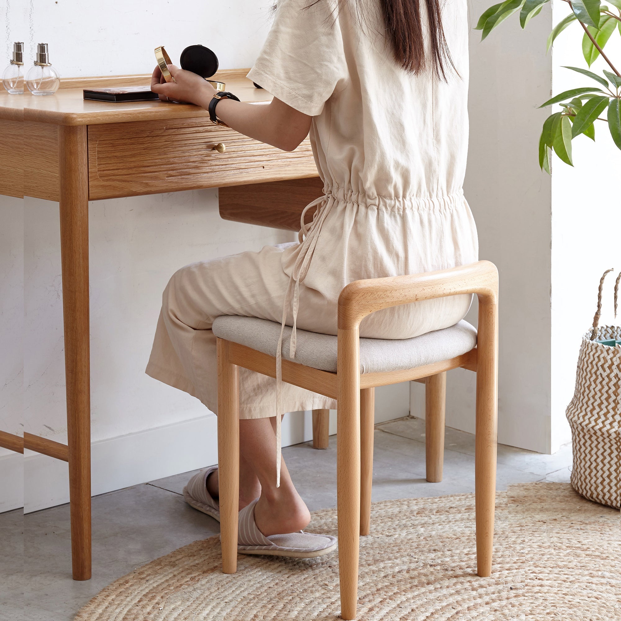 Natural Solid Beech Wood Bench