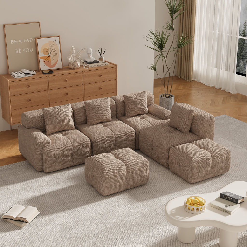 Oversized Boneless Convertible Cloud Couch with Movable Ottoman
